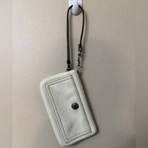 Vintage White Pebble Leather Coach Wristlet Handbag